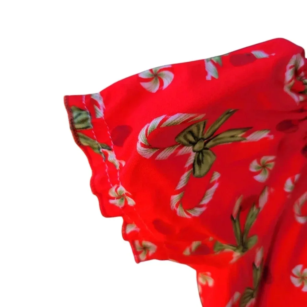 Handmade Boutique-style Girl's 4T Christmas Dress, Red, Candycane Peppermint